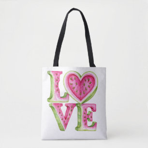 Tote Bag Conception de cœur d'amour de pastèque mignonne