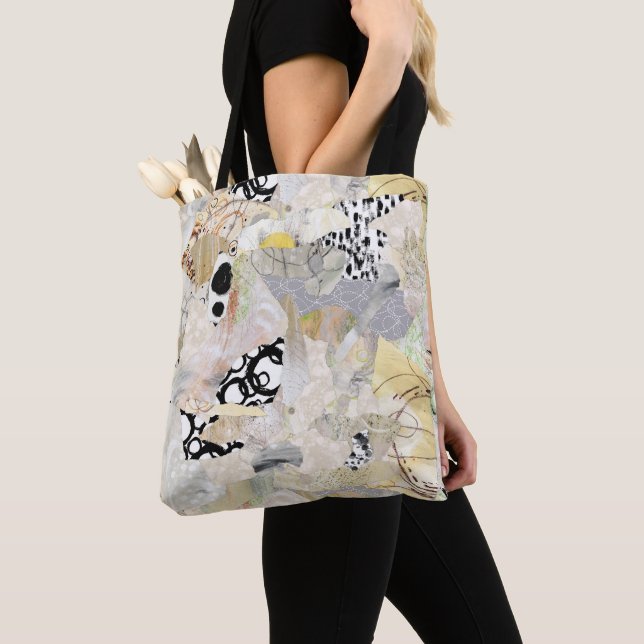 Tote Bag Conception de collage abstrait élégant neutre (De près)