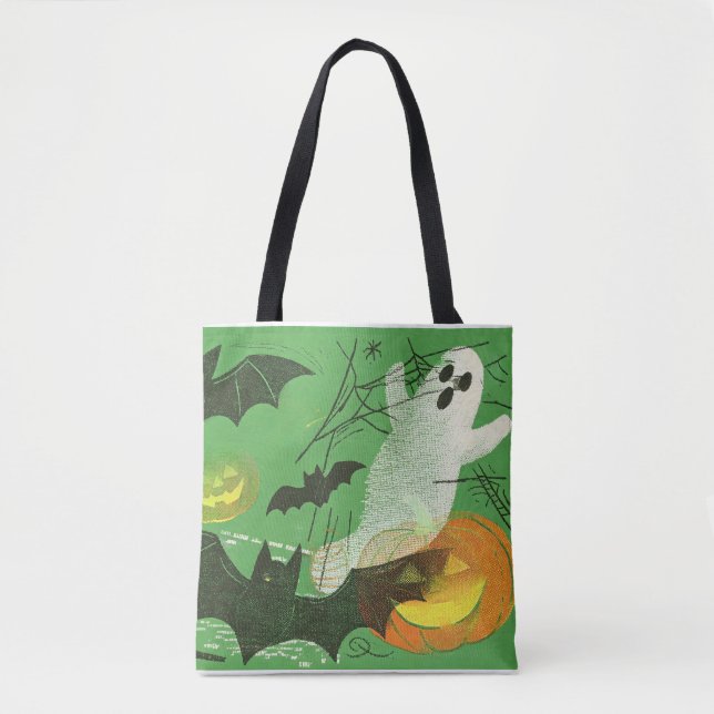 Tote Bag Conception de collage effrayant, Halloween rétro v (Devant)