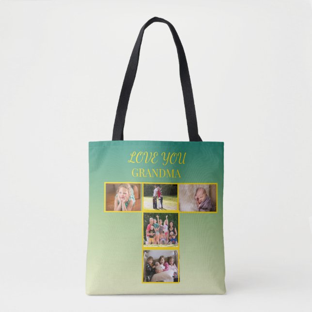 Tote Bag Conception de collage en T doré en hommage (Devant)