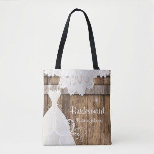 Tote Bag Conception de Fête des mariées en bois rustique