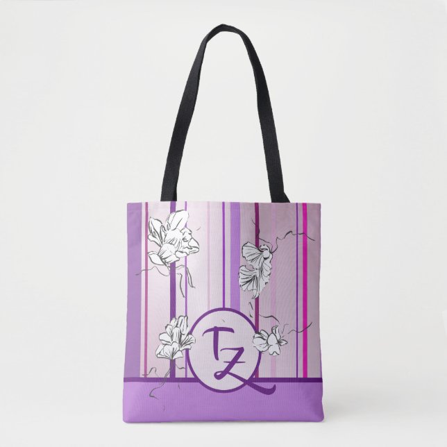 Tote Bag Conception De Fleurs Et De Fleurs De Lavande (Devant)