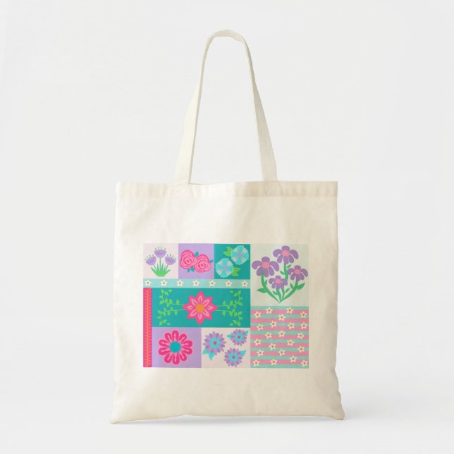 Tote Bag Conception de fleurs vibrantes en fleurs (Devant)