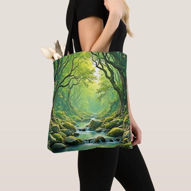 Tote Bag Conception de flux forestiers enchantés (De près)