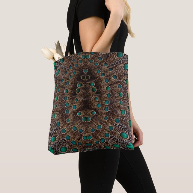 Tote Bag Conception de fractale de plume de faisan (De près)
