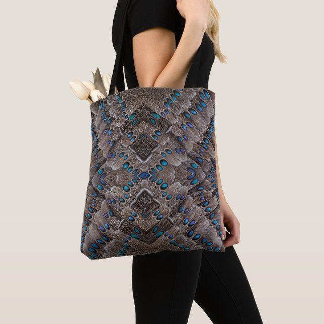 Tote Bag Conception de fractale plume de faisan (De près)
