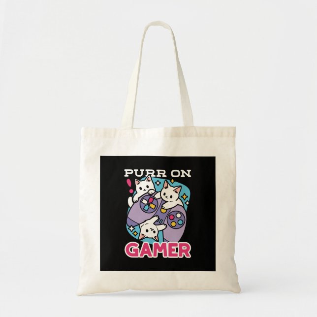 Tote Bag Conception de gamer de chat - Purr sur Gamer Joyst (Devant)
