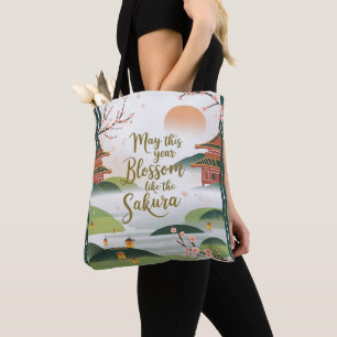 Tote Bag Conception de jardin japonais élégant - Fleurs de