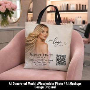 Tote Bag Conception de la marque QR du salon de coiffure Fl