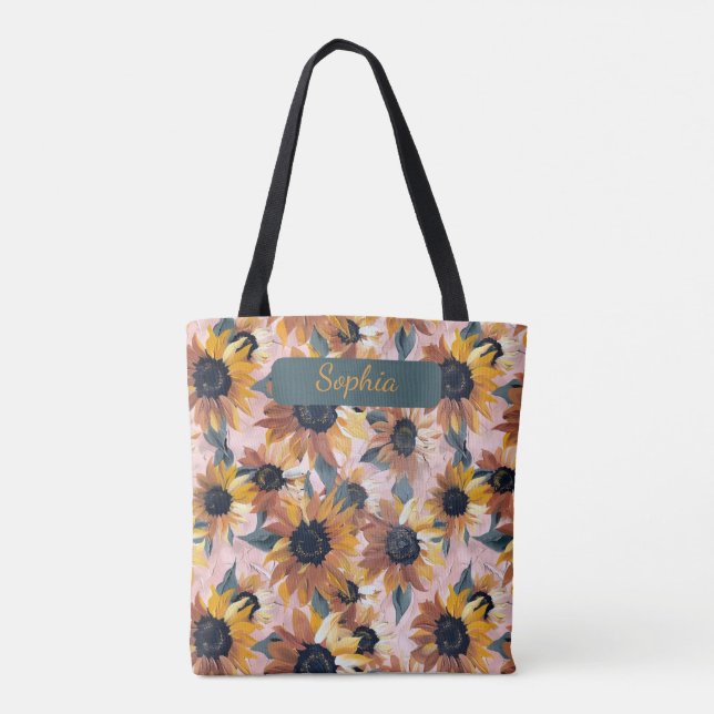 Tote Bag Conception de l'aquarelle de tournesol (Dos)