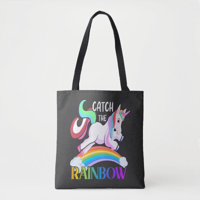 Tote Bag Conception de licorne arc-en-ciel Catch (Devant)