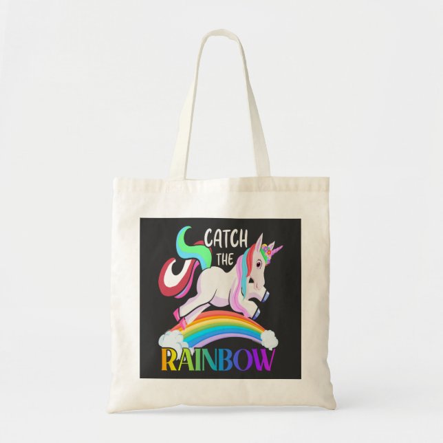 Tote Bag Conception de licorne arc-en-ciel Catch (Devant)