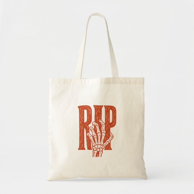 Tote Bag Conception de linogravure de main de squelette Hal (Devant)
