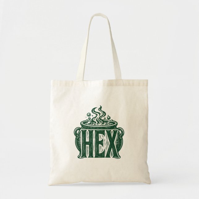 Tote Bag Conception de linogravure Halloween Hex Cauldron (Devant)