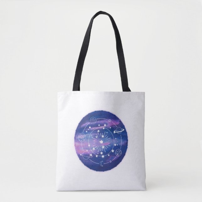 Tote Bag Conception de lune de galaxie minimale | Art esthé (Devant)
