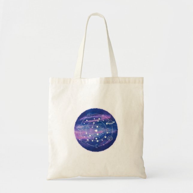 Tote Bag Conception de lune de galaxie minimale | Art esthé (Devant)