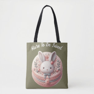 Tote Bag Conception de macaron de lièvre personnalisé pour