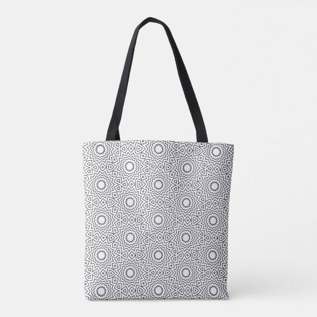 Tote Bag Conception de mandala abstraite sans couture noir  (Dos)