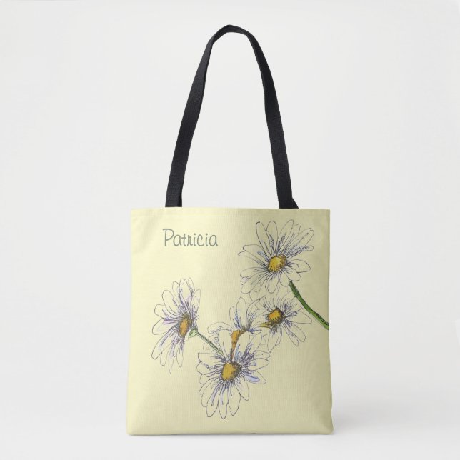 Tote Bag Conception de marguerite à l'aquarelle jaune beurr (Devant)