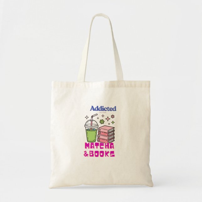 Tote Bag conception de matcha et de livres (Devant)