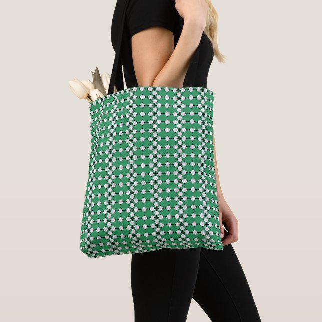 Tote Bag Conception de motif abstrait géométrique émeraude  (De près)