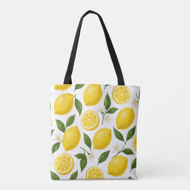 Tote Bag Conception de motif citron | Impression d'été frai (Dos)