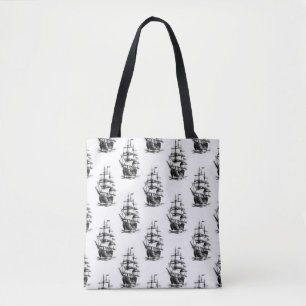 Tote Bag Conception de motif de navire à voile vintage