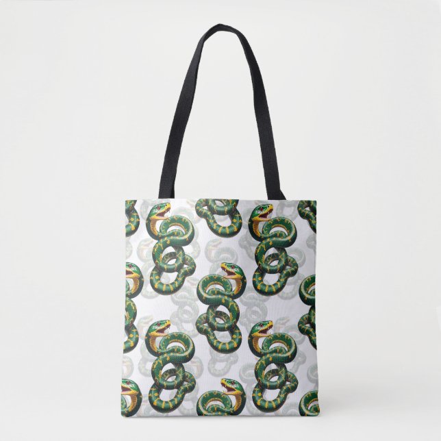 Tote Bag Conception de motif de serpents - Blanc  (Devant)