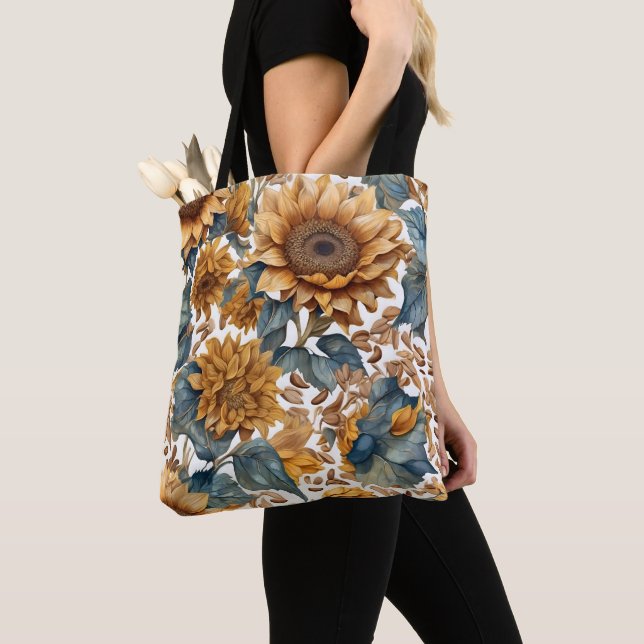 Tote Bag Conception de motif de tournesols dansants (De près)