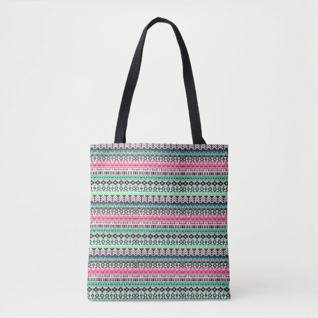 Tote Bag Conception de motifs aztèques colorés (Devant)