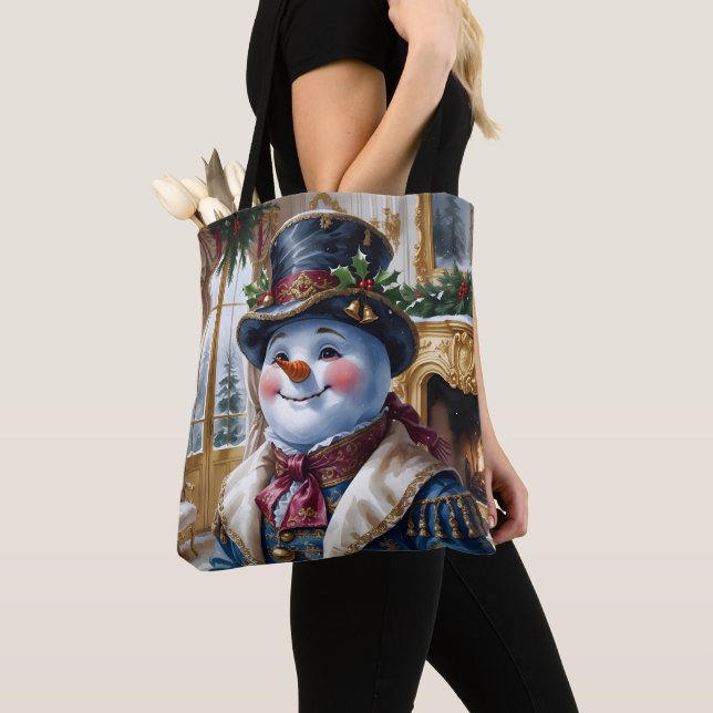 Tote Bag Conception de Noël de Snowman victorien (De près)