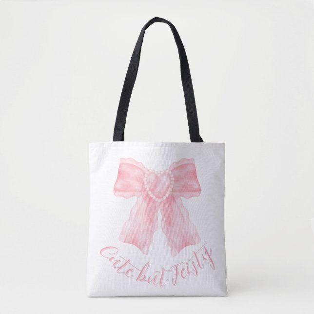 Tote Bag Conception de nœud mignonne mais fougueuse | Art d (Devant)
