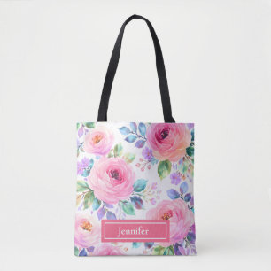 Tote Bag Conception de nom personnalisé florale boho lever