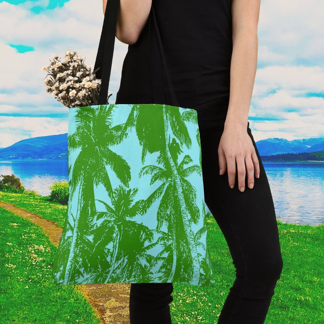 Tote Bag Conception de palmiers verts et bleus (Créateur téléchargé)