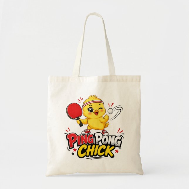 Tote Bag Conception de ping-pong de poussin mignonne (Devant)