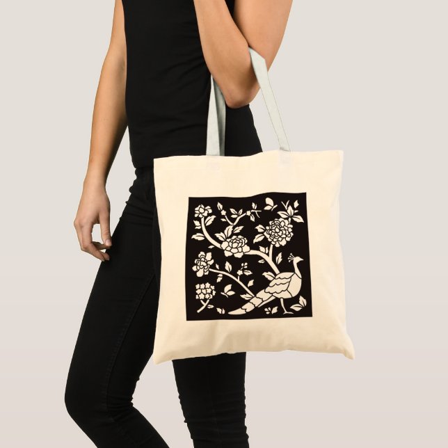 Tote Bag Conception de pochoir de composition de fleurs de  (Devant (produit))