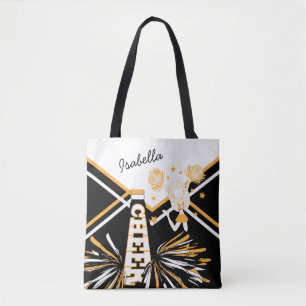 Tote Bag Conception de Pom-pom girl blanc, noir et or