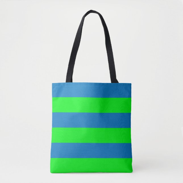 Tote Bag Conception de rayures bleues et vertes (Devant)
