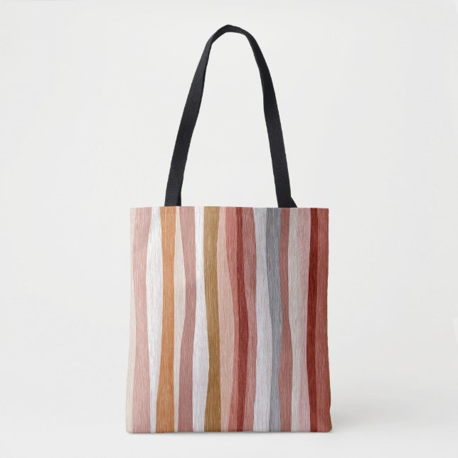 Tote Bag Conception de rayures verticales neutres et chaude (Devant)