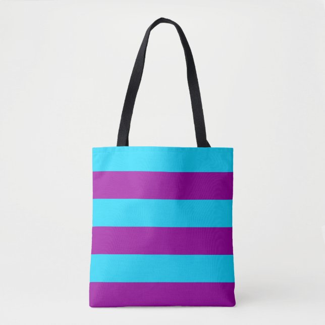 Tote Bag Conception de rayures violettes bleues  (Devant)