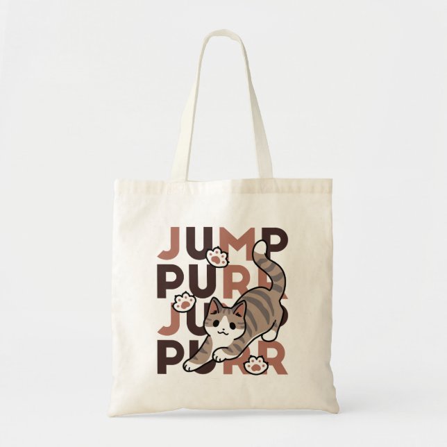 Tote Bag Conception de saut de chat - Artwork de purr de sa (Devant)