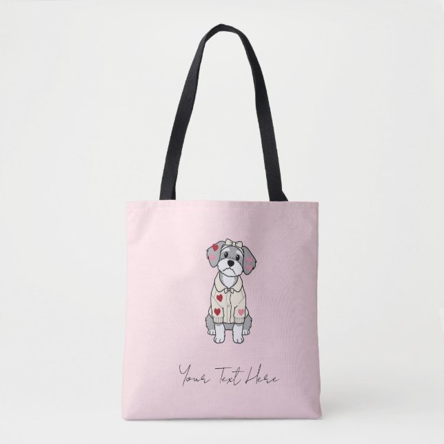 Tote Bag Conception de schnauzer cœur d'amour mignon avec d (Devant)