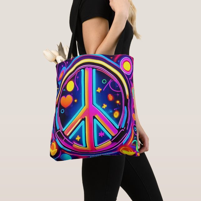 Tote Bag Conception de signes de paix dynamiques (De près)