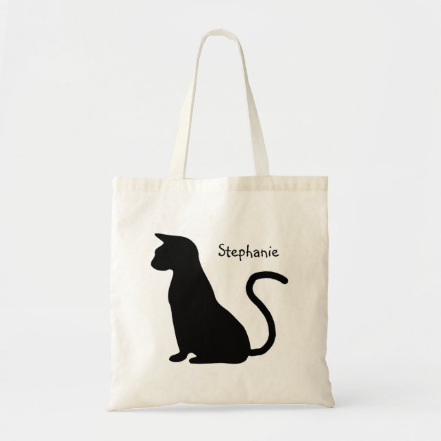 Tote Bag Conception de silhouette de chat (Devant)