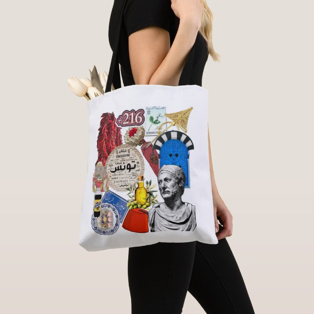 Tote Bag Conception de stickers en collage tunisien | Cultu (De près)