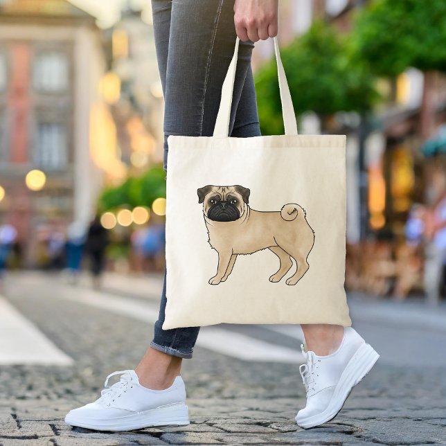 Tote Bag Conception de tapisseries de chien Pug faon pour p (Please note: This image is a digital mockup. The product may not be in scale.)