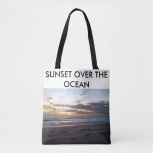 Tote Bag Conception de texte côtier océanique au coucher du
