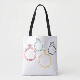 Tote Bag Conception de texte d'ornements de Noël