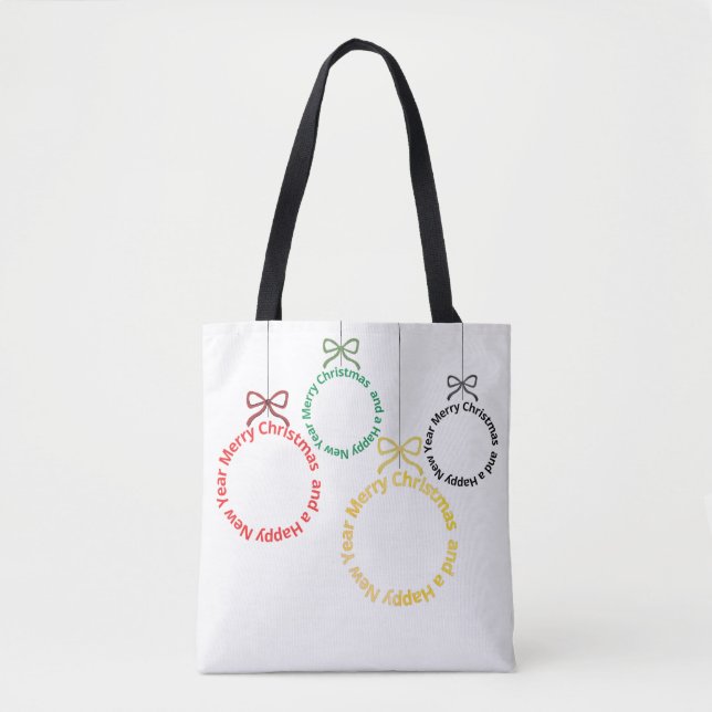 Tote Bag Conception de texte d'ornements de Noël (Devant)