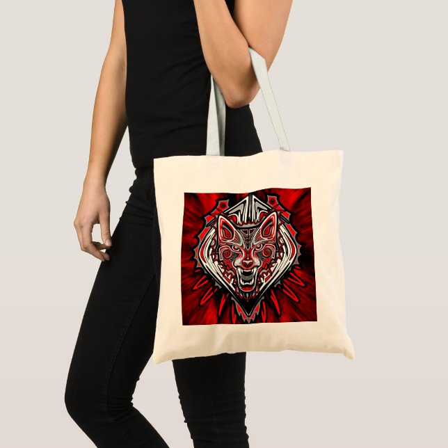 Tote Bag Conception de totem tribal Haida Loup (Devant (produit))